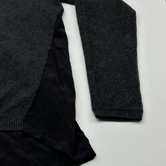 Quinn Women's Size Medium Gray & Black Cashmere Silk Crewneck Pullover Sweater - Picture 2 of 9